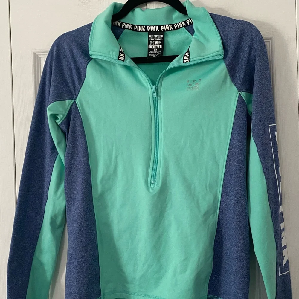 VICTORIA’S SECRET Love Pink Ultimate Green Pullover 1/2 Zip S